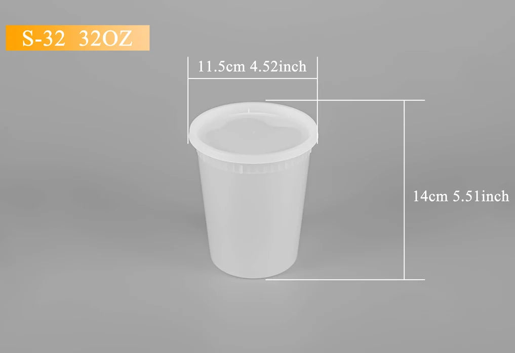 32oz Round Container with Lid S-32 - 240/case