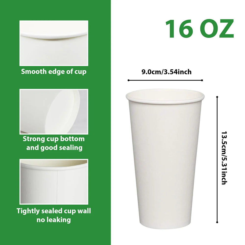 16oz White Paper Hot Cup PAPC16 - 1000/case
