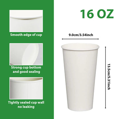 16oz White Paper Hot Cup PAPC16 - 1000/case