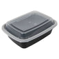32oz Black Rectangular Microwavable Container with Lid – 150/Case