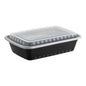 38oz Black Rectangular Microwavable Container with Lid – 150/Case