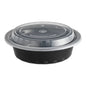 16oz Black Round Microwavable Container with Lid – 150/Case