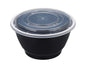 48oz Black Round Microwavable Container with Lid – 150/Case